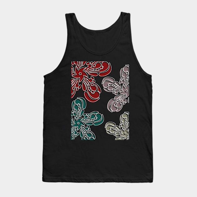 Flowers In Traditional Paint Art Tank Top by radeckari25